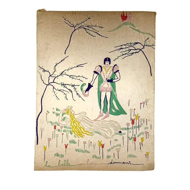 Vintage Art Deco French Silk Embroidery Panel, 1920s For Sale