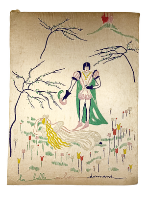 Vintage Art Deco French Silk Embroidery Panel, 1920s