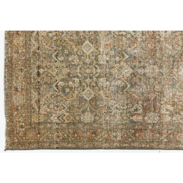 Brass 19th-Century Antique Malayer Runner Rug – Distressed Muted Earth Tones & Terracotta Wool For Sale - Image 8 of 9