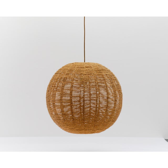 Large Vintage Jute Globe Pendant Lamp, 1960s For Sale - Image 6 of 11