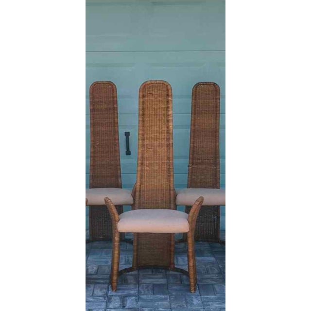 Unmarked ,Rare vintage high-back wicker Emperor accent chairs designed by Danny Ho Fong for Tropi-Cal in 1960s. Mid-...