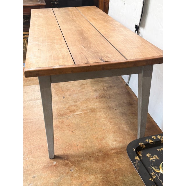 Large French Rectangular Farmhouse Table on Painted Frame For Sale - Image 14 of 15