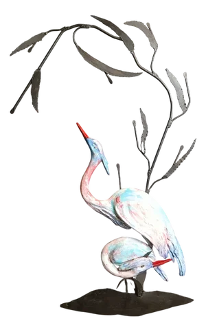 Ceramic Crane Bird Wall Sculpture, 1970s