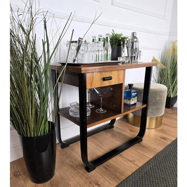 Mid-Century Italian Art Deco Style Walnut Burl Dry Bar Cabinet, 1940s For Sale - Image 4 of 8