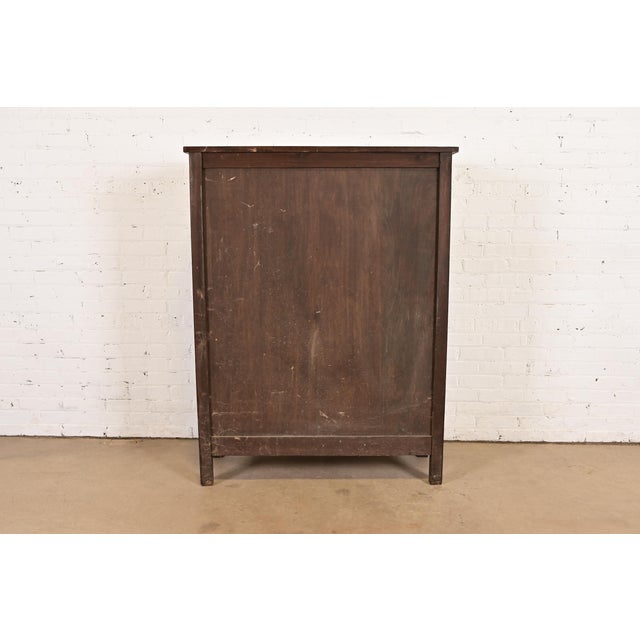 Limbert Style Mission Arts & Crafts Mahogany Leaded Glass Front Double Bookcase Cabinet, Circa 1900 For Sale - Image 9 of 10