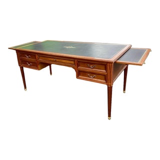 Handsome French Louis XVI-Style Mahogany Desk W/Leather Top For Sale