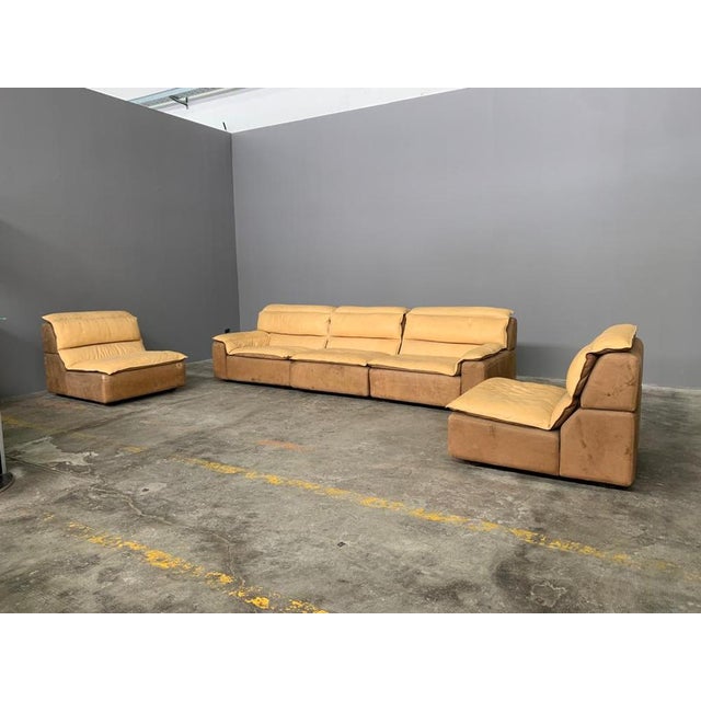 Bogo Sofa in Leather and Suede by Carlo Bartoli for Rossi Di Albizzate, 1970, Set of 5 For Sale - Image 11 of 18