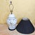 Late 20th Century Chinese Chinoiserie Porcelain Table Lamp With Relief Floral Motif & Black Shade, 30"h For Sale - Image 15 of 18