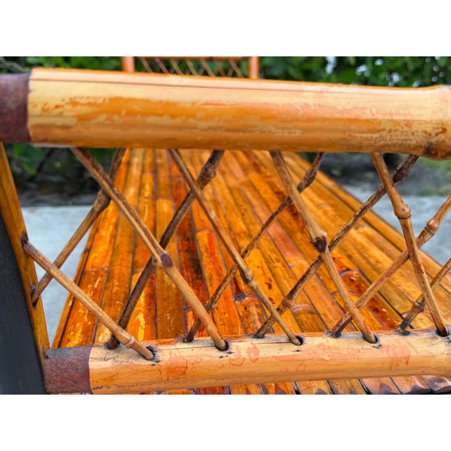 Contemporary Vintage 54” Split Bamboo Hall Bench With Woven Cane Ends For Sale - Image 3 of 12