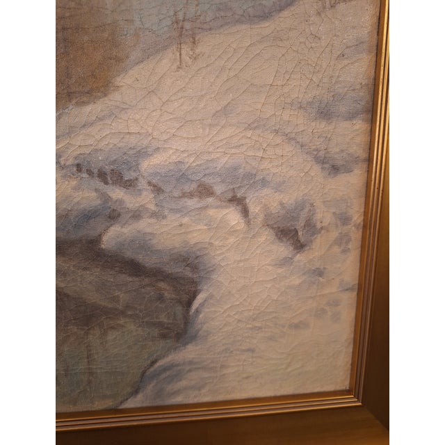 Off-white Early 20th Century Frederick John Mulhaupt Winter Scene Landscape Oil Painting For Sale - Image 8 of 11