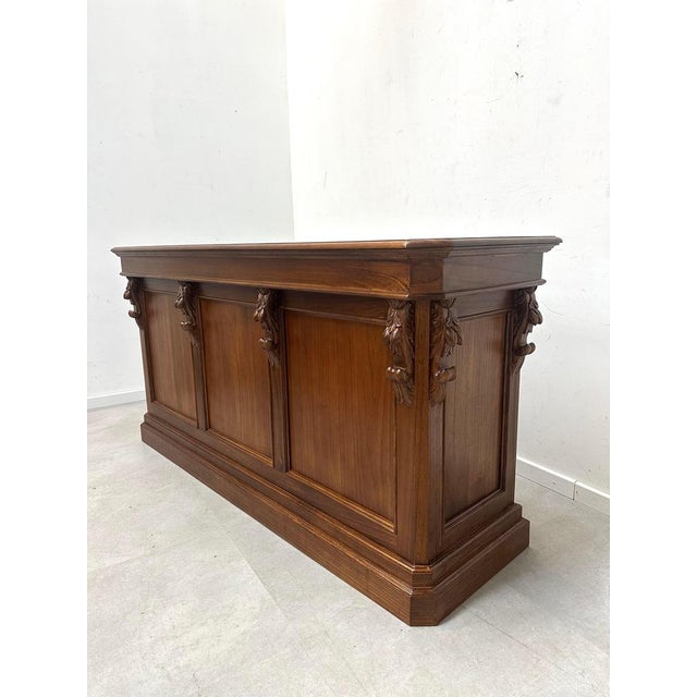 Counter in Elm Wood with Carved Details For Sale - Image 3 of 5