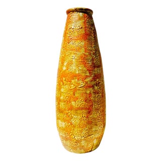 Vintage Bohemian Style Yellow Ceramic Vase, 1970s For Sale