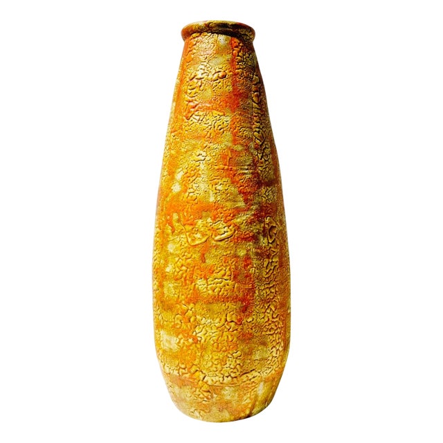 Vintage Bohemian Style Yellow Ceramic Vase, 1970s For Sale