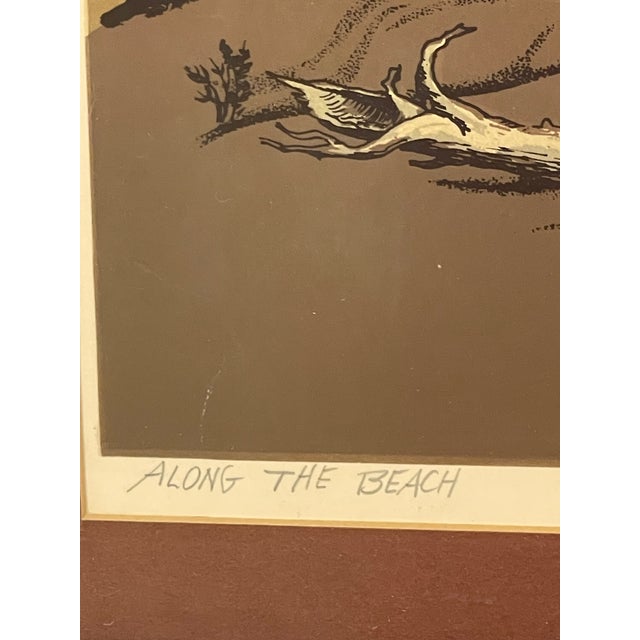 1970s Walton Butts Signed "Along the Beach" Coastal Landscape Art With Birds. For Sale - Image 10 of 10