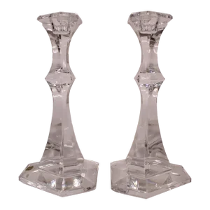 Pair of Val St. Lambert Crystal Candlesticks