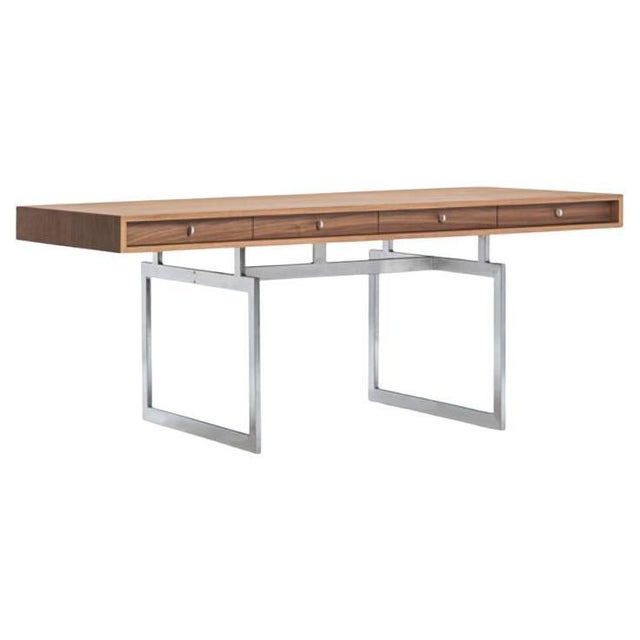 Office Desk in Walnut Wood and Stainless Steel Frame by Bodil Kjaer for Karakter For Sale - Image 18 of 18