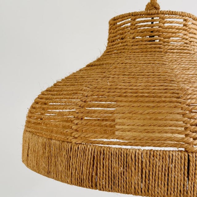Gold Large Rope and Jute Pendant Light, 1970s For Sale - Image 8 of 11