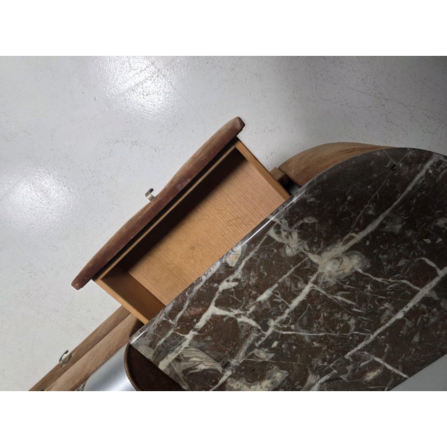 Brown Italian Sculptural Three-Piece Sideboard in Suede and Breccia Marble, 1970s For Sale - Image 8 of 12