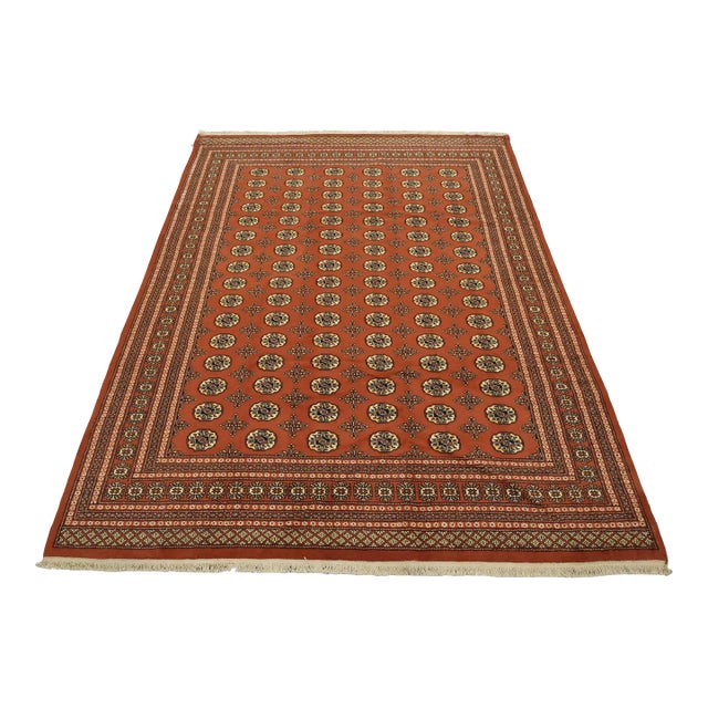 Bokhara Rug 8’4” X 10’2” Orange Wool Tribal Hand-Knotted Oriental Carpet For Sale
