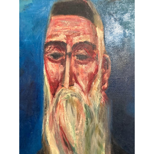 1970s Nahum Tschacbasov, Rare 1946 WWII Judaica Abstract Oil Painting Nahum Tschacbasov WPA Artist Rabbi, 1946 For Sale - Image 5 of 12