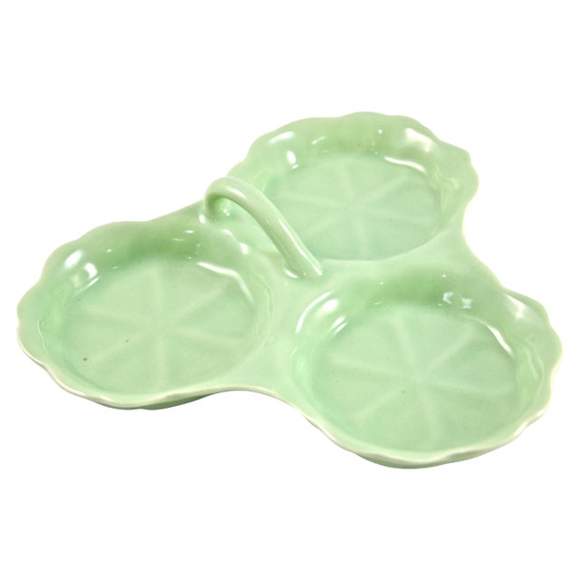 Green Celadon Lotus Divided Dish For Sale