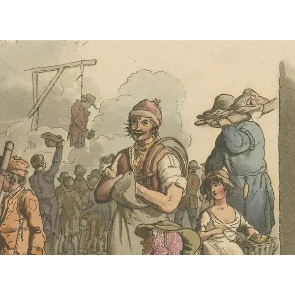 William Pyne, Mock Procession of Guy Fawkes, 1805, Hand-Colored Aquatint For Sale - Image 4 of 6