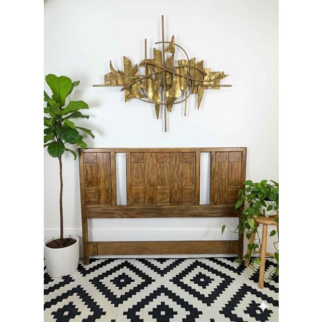 Solid wood mid century modern headboard from the Woodbriar Collection by Drexel. Circa 1970's. Made in USA!