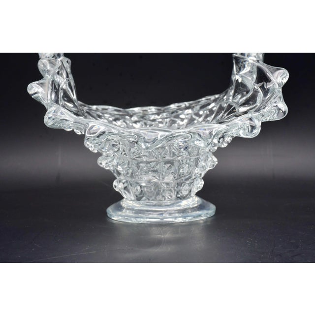 Barovier Rostrato Murano Italian Glass Basket Centerpiece Vase, 1940s For Sale - Image 10 of 14