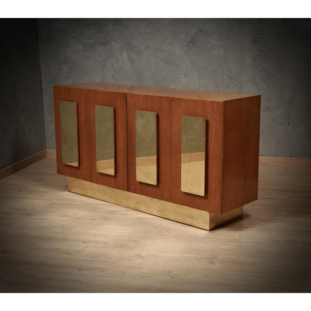 Mid-Century Ash Wood and Brass Sideboard, 1980s For Sale - Image 10 of 11