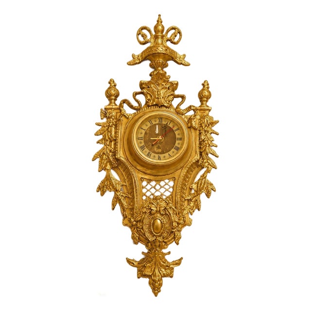 Vintage Baroque Wall Hanging Clock For Sale