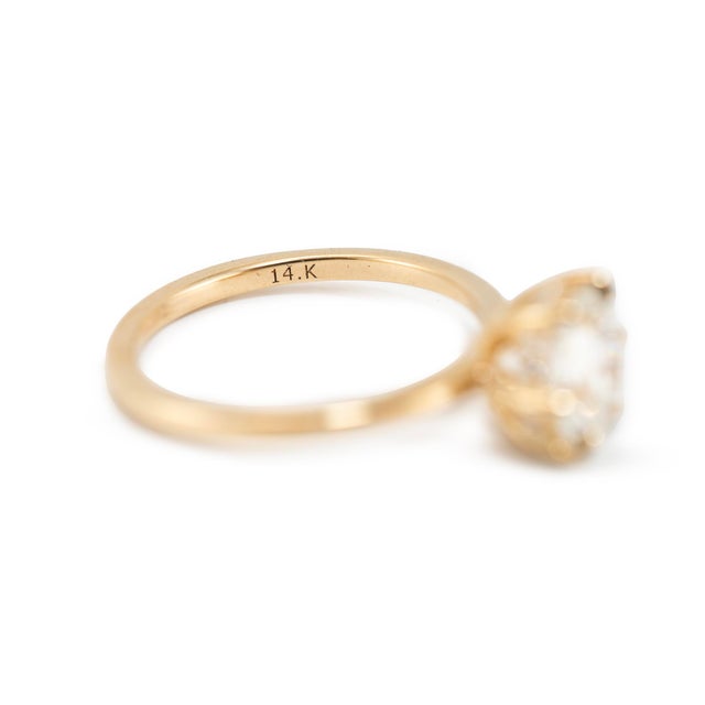 Metal 14k Yellow Gold 1.58ctw Lab Grown Round Diamond Hidden Halo Engagement Ring, Size 5.5 For Sale - Image 7 of 10