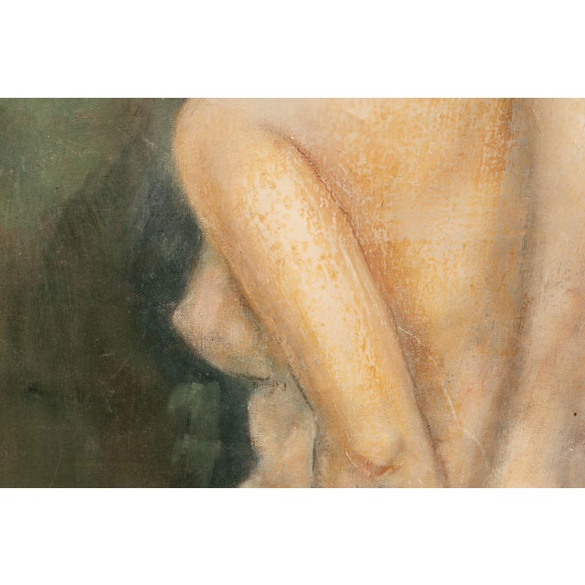 Portraiture Vintage Oil on Canvas Nude Portrait of Woman For Sale - Image 3 of 5