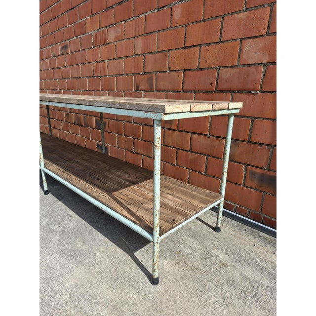Industrial Workbench in Metal and Wood For Sale - Image 5 of 11