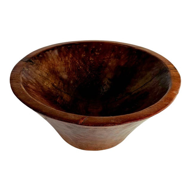 Large Primitive Bowl Hand Hewn Teak Centerpiece Wood Bowl 17" For Sale
