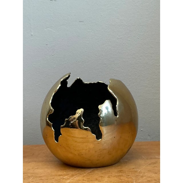 Mid-Century Modern Vintage Brass Decorative Sphere For Sale - Image 3 of 12
