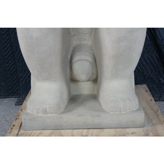 Late 20th Century Monumental Limestone Nude Fertility Thinking Man 1000lb Garden Sculpture Statue For Sale - Image 4 of 14
