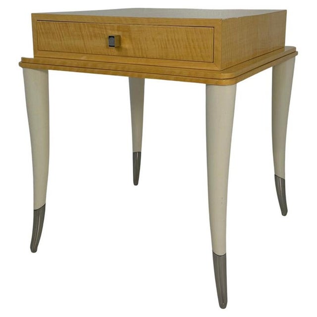 Italian Modern Side Table in Maple with Cream Lacquer and Chrome, 1980s For Sale - Image 9 of 9