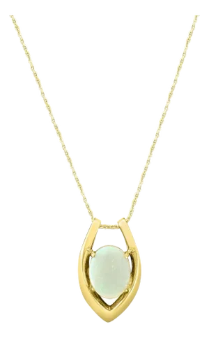 Oval Opal Necklace with Gold Accent 14k Yellow Gold 16"