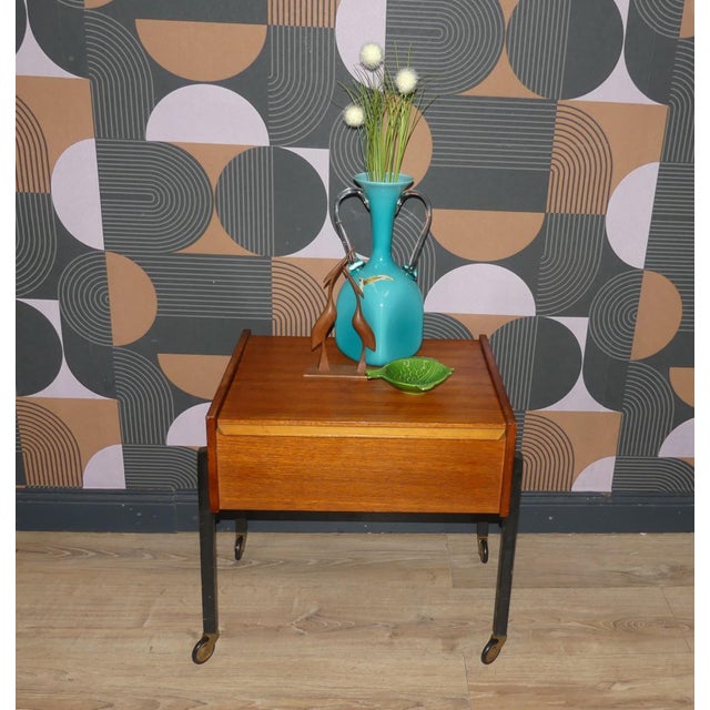 1960s Vintage Sewing Table in Teak, 1960s For Sale - Image 5 of 12