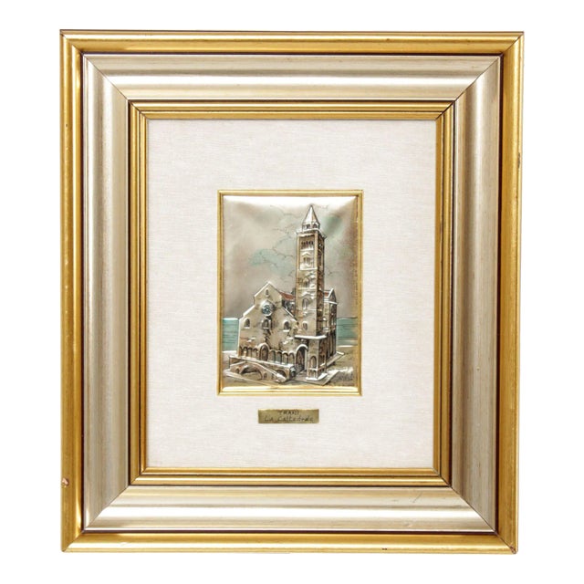 Late 20th Century Italian 'La Cattedrale, Trani' Sterling Silver Relief Wall Art For Sale
