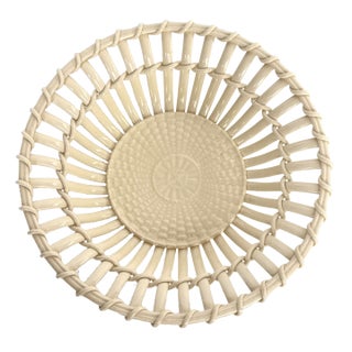 Antique 18th Century Wedgwood Creamware Round Basket Weave Bowl For Sale