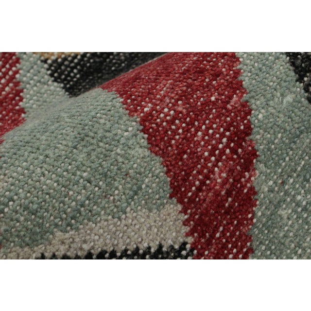 Textile Rug & Kilim’s Distressed Runner in Red and Blue Geometric Patterns For Sale - Image 7 of 8
