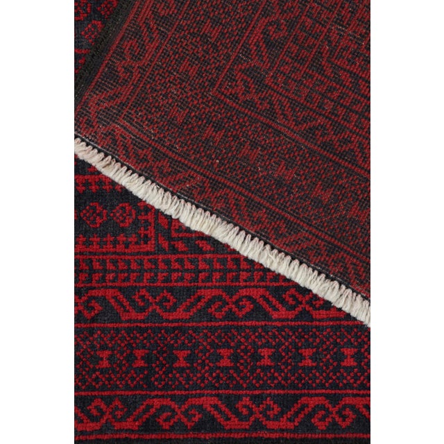 Textile Rug & Kilim’s Baluch Tribal Rug in Blue and Red Mihrab Geometric Patterns For Sale - Image 7 of 8