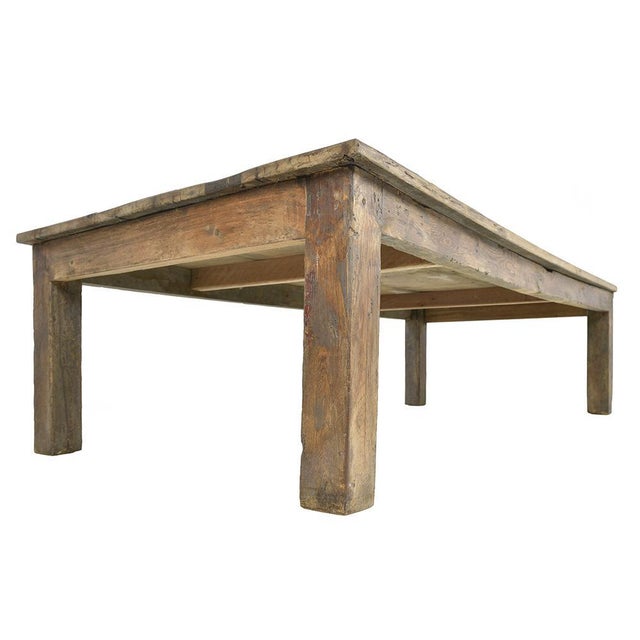 Large Coffee Table in Patinated Solid Wood For Sale - Image 3 of 6