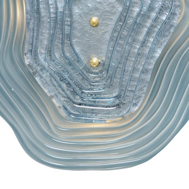 Metal Layered Venetian Glass Sconces in Blue and Silver Leaf, Murano, Macchie - a Pair For Sale - Image 7 of 9