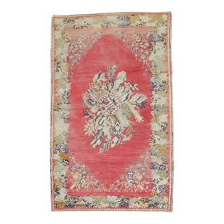 Early 20th Century Zabihi Collection Turkish Ghiordes Pink Rug - 3'11" x 5'11" For Sale