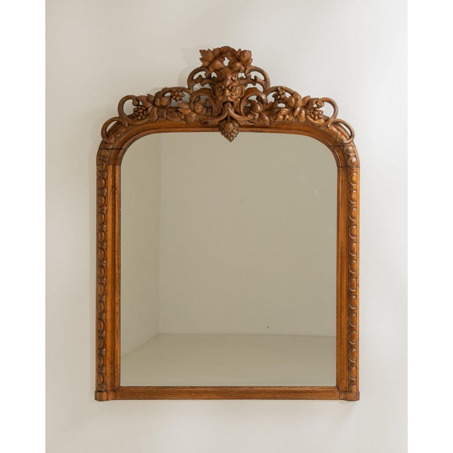 19th Century France Baroque Amber Wood Mirror For Sale - Image 4 of 9