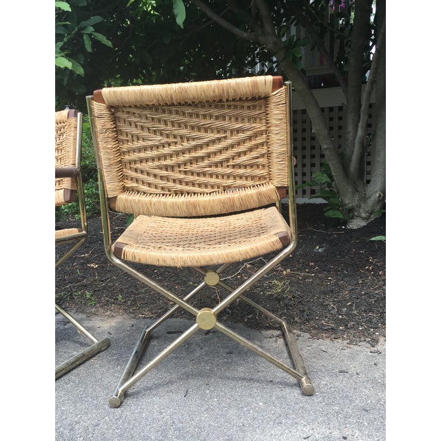 Vintage Brass & Rattan XForm Director Chairs 4 Chairish