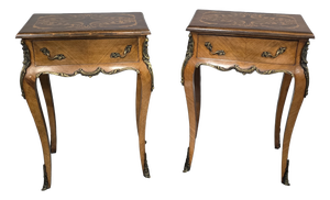 French Bedside Lamp Tables, 1920, Set of 2