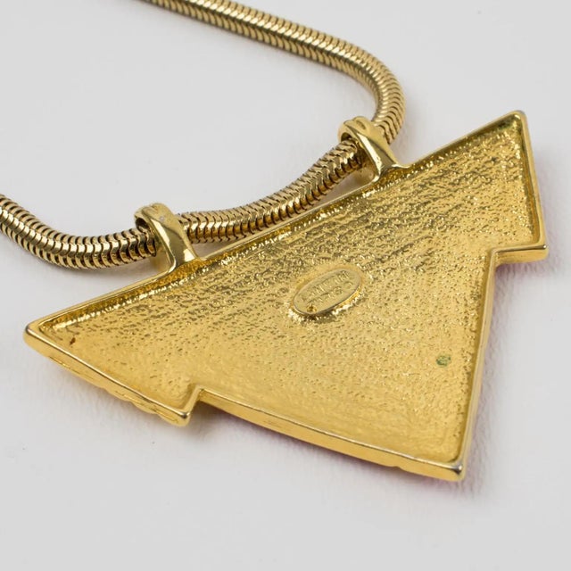 Red Lanvin Gilded Serpentine Chain Necklace with Enamel Medallion For Sale - Image 8 of 10